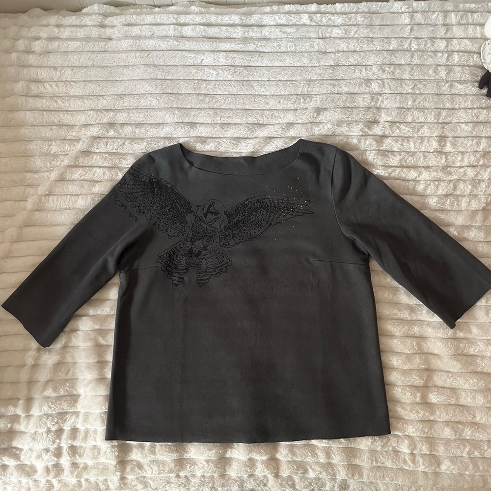 Elegant Black Blouse with Embroidered Design